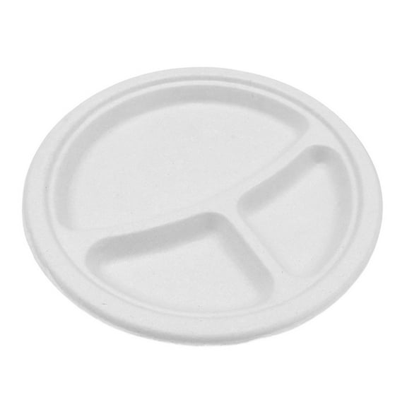Disposable Dinner Plates With Three Compartments Food-Grade Sugarcane Pulp 100 Pack Round Divided Plates For Everyday Use Gatherings Barbecues Buffets