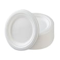 thumbnail image 1 of Disposable Disc Tableware, Round White Paper Plates, Compostable & Eco-Friendly Disposable, Heavy Duty, PFAS-Free, Made of Sugarcane Bagasse XKHZJL, 1 of 3