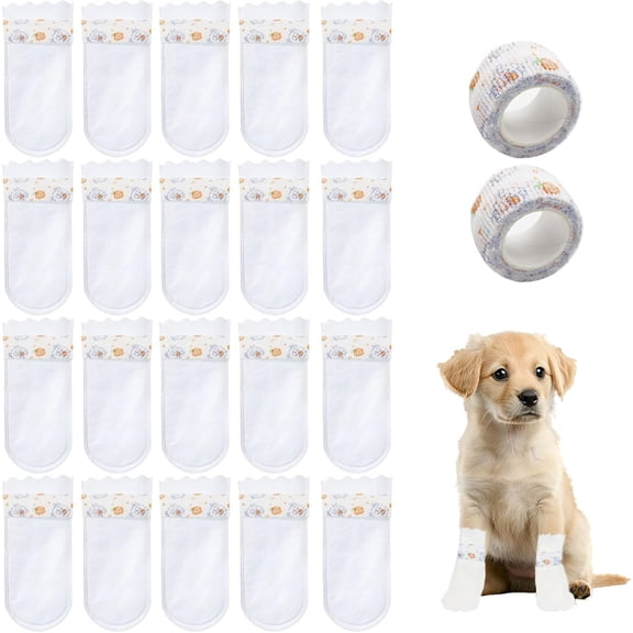 Disposable Dog Booties,Disposable Proof Dustproof Dog Shoes Replacement,Dog Feet Covers, Shoes with Adjustable Self Adhesive Bandage,Disposable Dog Shoes for Indoor and Outdoor Use (20Pcs)