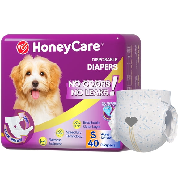 Honey Care All-Absorb A31 Disposable Female Dog Diapers Small Size, 40 Count, Super Absorbent