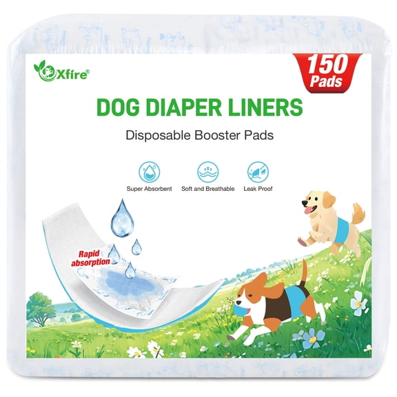 Disposable Dog Diaper Liners Booster Pads 150 Count, Absorbent Dog Diaper Inserts for Washable Dog Belly Bands, Male Female Dog Period Panties Covers(Regular)