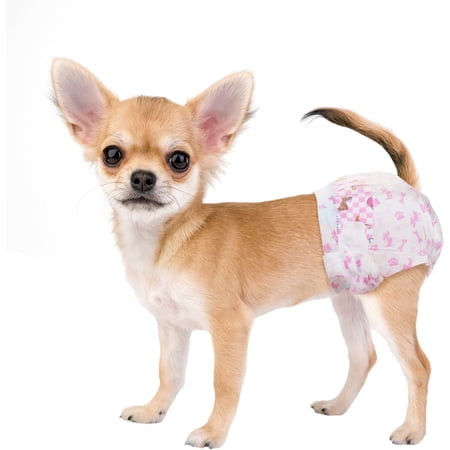 Disposable Dog Diapers Female, Super Absorbent Doggie Diaper, Rapid-Dry Gel Technology Puppy Diapers, Leak-Proof Fit for Cat Doggy in Heat, Excitable Urination, Incontinence, XX-Small