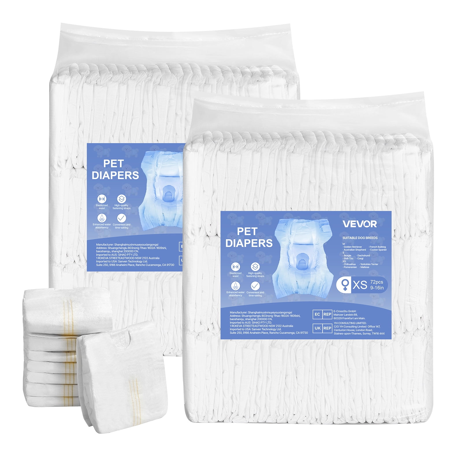 Disposable Dog Diapers, Super Absorbent Female Dog Diapers,Female Doggy Pet Diaper with Wetness Indicator for Heat Period, Training, Incontinence - L, 50 Count