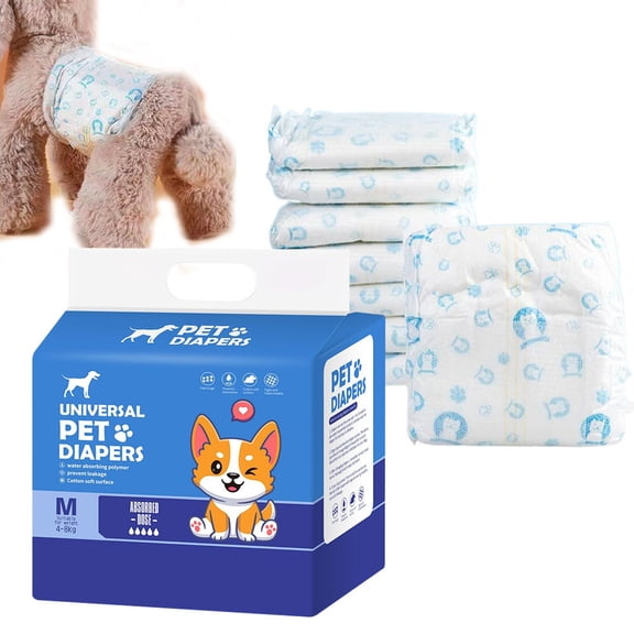Disposable Dog Diapers for Female Male Dogs, Super Absorbent Leakproof Pet Nappies, Puppy Period Panties for Heat and IncontinenceA