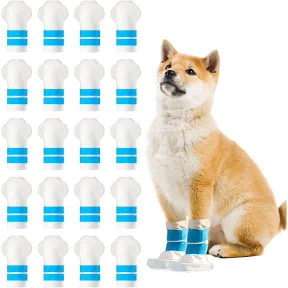 Disposable Dog Shoes for Paw Protection, 20 Pcs Dog Boots Foot Covers with Adjustable Straps, Dog Disposable Foot Covers for Outdoor & Indoor Walking (Medium)