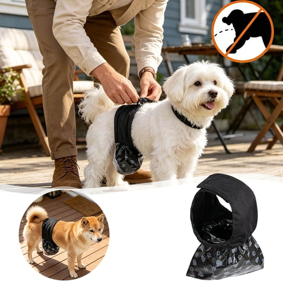 Disposable Dog Wraps for Male Dogs Reusable Male Dog Belly Band with 50pcs Waste Bags Adjustable Leak-Proof Pet Diapers for Training Indoor Outdoor