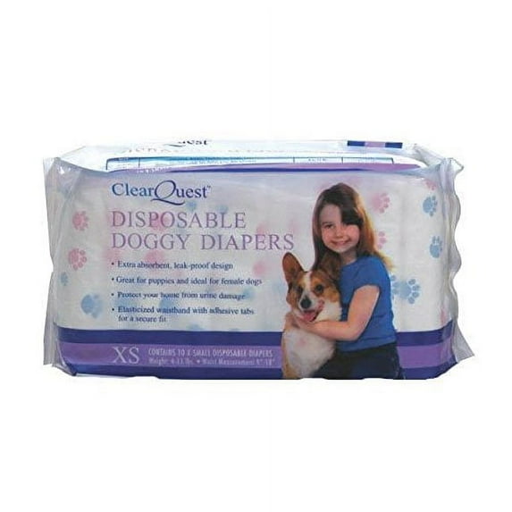 Disposable Doggie Diapers Dog Diaper Absorbant Sanitary - Bulk Packs Available (xSmall 10 Pack)