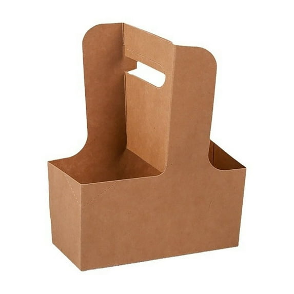 Disposable Double Cup Handle Tray Kraft Paper Drink For Takeout Coffee Tea Beverages Secure Portable Food Storage Solution
