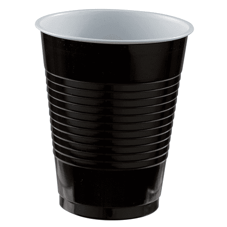 Disposable Double Stack Plastic Cups, 50 Count, 18-Ounce, Black, Great For All Occasion, BPA Free