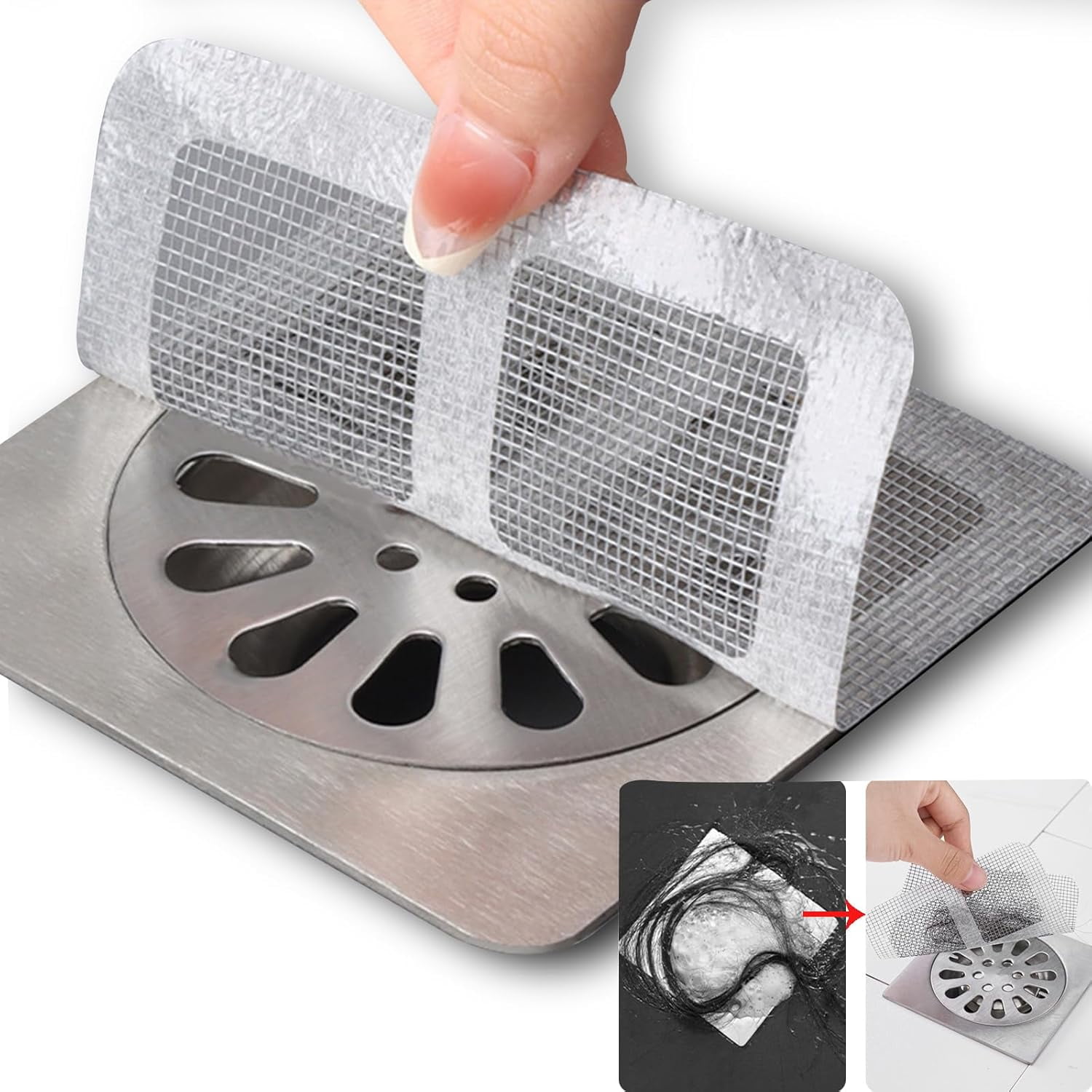Disposable Drain Hair Catcher Shower Drain Cover Hair Catcher,Shower Drain Mesh Stickers for ...