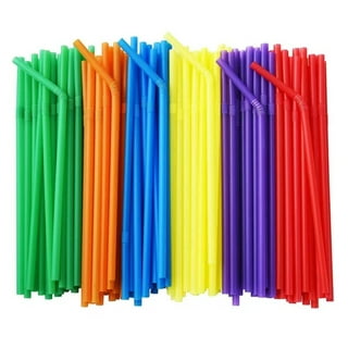 Flexible Plastic Drinking Straws (Assorted Neon) Bendable Disposable BPA  Free Bendy (150 Straws)