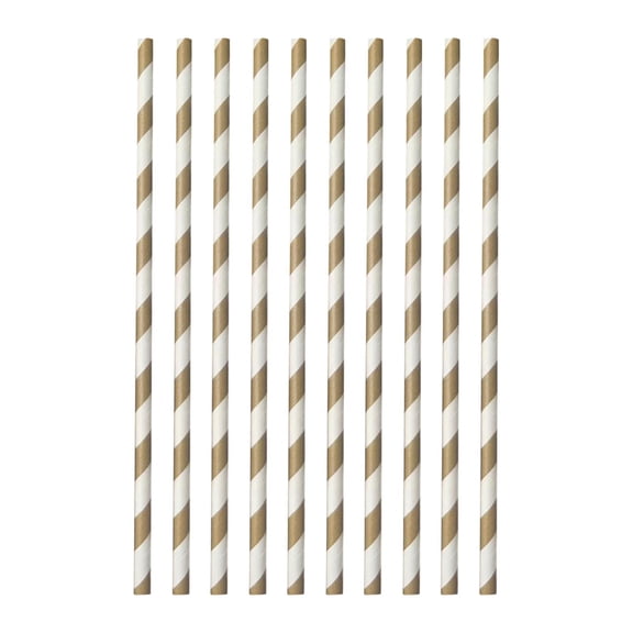Disposable Drinkware, 10-Count Gold Striped Straws Disposable, Featuring Eye-Catching Gold Party decorations, designed for Graduation Party decorations, 2026 Graduation Party