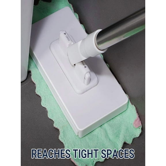 Disposable Dust Mop with 4 Reusable Cloths, Flat Mop with Disposable Pads, Long Handle Wet and Dry Mopping Sweeper Stick with Locking Head & Sweeping Cloths for Multi Surface Floor Cleaning