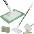 thumbnail image 1 of Disposable Dust Mop with 4 Reusable Cloths, Retractable Gap Dust Cleaner Flat Mop with Locking Head & Sweeping Cloths, 39" Long Handle Mopping Sweeper Stick for Multi Surface Cleaning, 39.37", White, 1 of 8