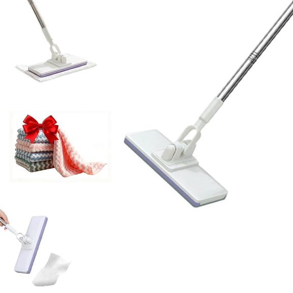 Disposable Dust Mop with 5 Reusable Cloths,2026 New 39" Long Handle Wet and Dry Retractable Gap Dust Cleaner with Locking Head & Cloths, for Wet and Dry Use Hands-Free for Floor Wall (Cloth*5)