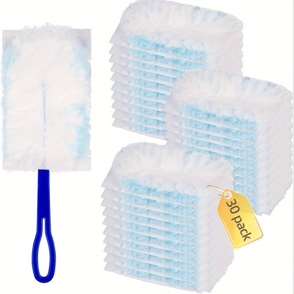 Disposable Duster Kit with 30 Refills and 1 Handle | Electrostatic Cleaning Tool for Furniture, Blinds, Cars, and Hard-to-Reach Corners | Home, Office, and Car Dusting Set