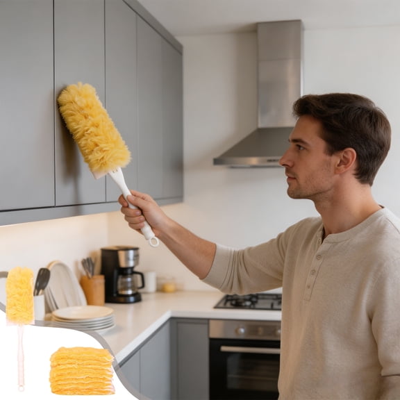 Disposable Duster Refills 10 Pack with Handle, Double Sided Electrostatic Dust Removal Tool for Household Home Cleaning