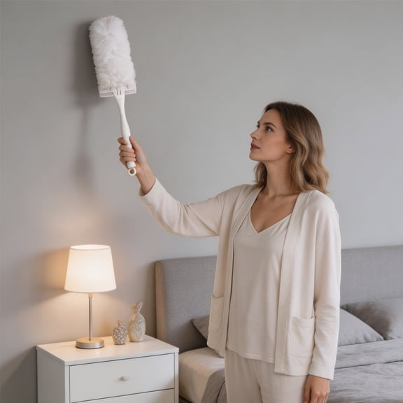 Disposable Duster Refills with Handle, Double Sided Microfiber Dusting Kit for Home Cleaning, Washable Bendable Duster Head for Furniture, Blinds, Ceiling Fans, Car and Office