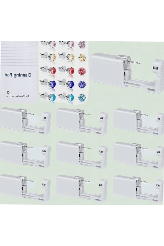 Disposable Ear Piercing Kit, 10 Pack, Hypoallergenic Stainless Steel Studs