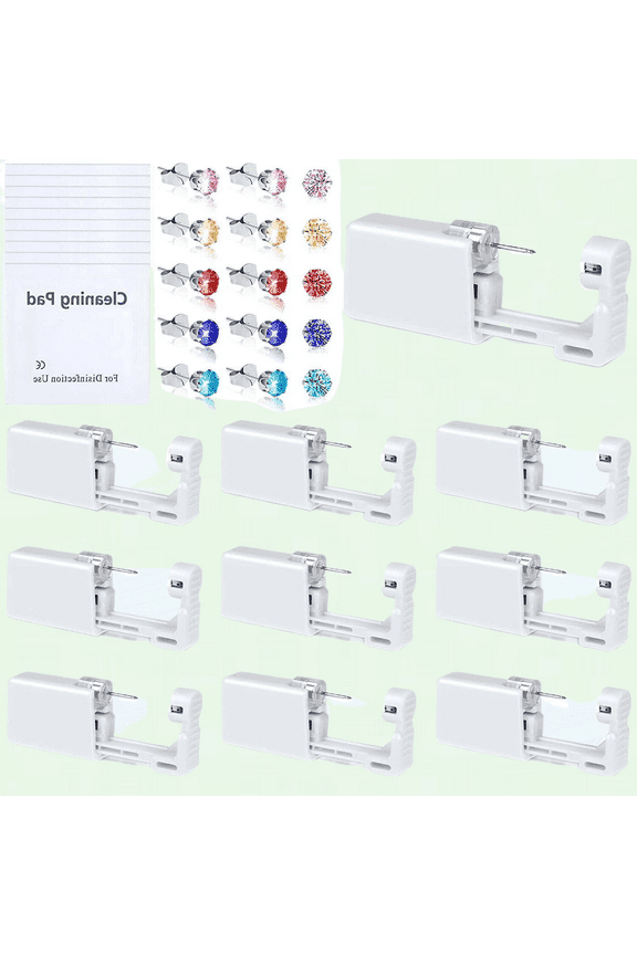 Disposable Ear Piercing Kit, 10 Pack, Hypoallergenic Stainless Steel Studs