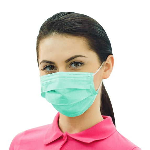 Disposable Earloop Face Masks Case of 500 Color Green