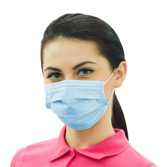 Disposable Earloop Face Masks Case of 500 Color Light Blue