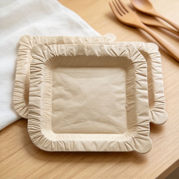 Disposable Eco-Friendly Square Dinner Plates, Biodegradable Non-Stick Waterproof Serving Tray, Peel-Off Design for Home and Outdoor Events Use Disposable Plates (Disposable Plates)