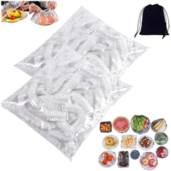 Disposable Elastic Bowl Covers, Stretch Food Storage Lids, Clear Reusable Plastic Cling Wrap Bags for Kitchen Plate Dish Leftover Picnic (200PCS)