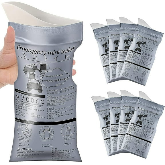 Disposable Emergency Urinal Bag, 8 PCS Portable Camping 700CC Pee Bags , Outdoor Car Travel Toilet Pee Bags, Traffic Jam Emergency Urine Bag, Vomit Bags,Unisex