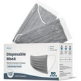 thumbnail image 1 of Disposable Face Mask, 3-Ply with Ear Loop (50 Individually Wrapped) - Gray, 1 of 11