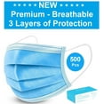 thumbnail image 1 of Disposable Face Mask - 500 Pack - Disposable Face Masks, 3-ply Elastic Ear Loop Filter Mask, 1 of 3