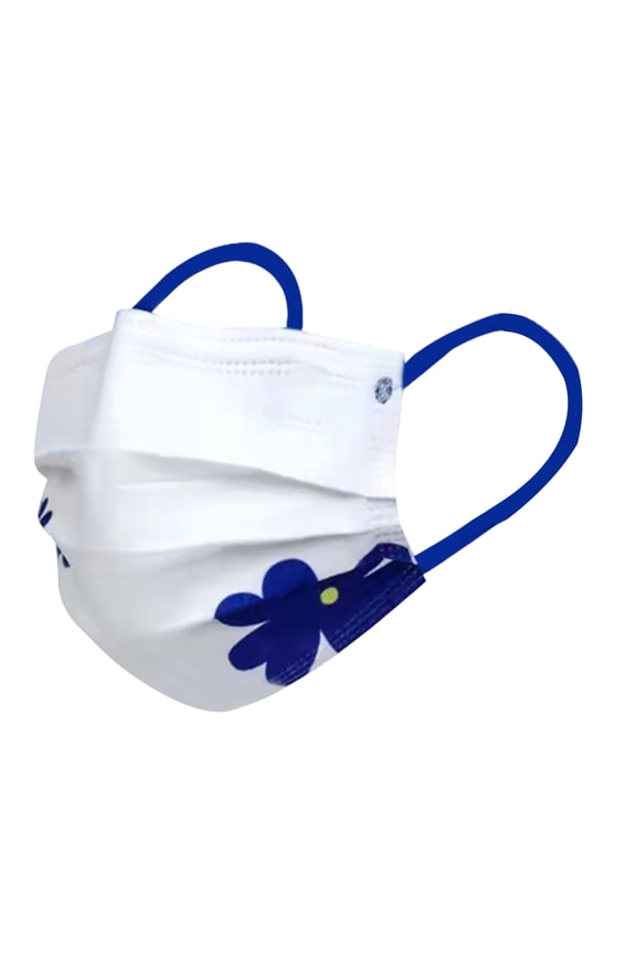 Disposable Face Mask, Blue Flower Printed, 10 Pack per Bag, Breathable Protective Mask for Daily Use Outdoor Indoor Activities for Adults
