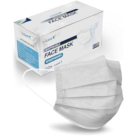 Disposable Face Masks, 3-Ply ASTM Level 3 Medical Grade, FSA/HSA Eligible, Breathable & Comfortable for Allergy/Sun Protection, 50 Pack Gray