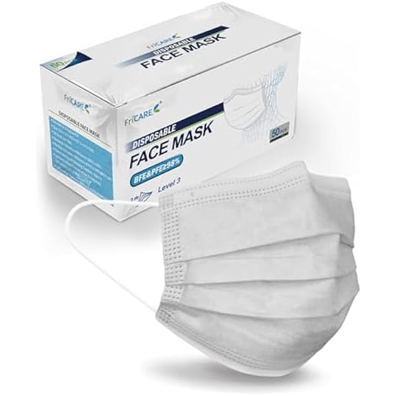 Disposable Face Masks, 3-Ply ASTM Level 3 Medical Grade, FSA/HSA Eligible, Breathable & Comfortable for Allergy/Sun Protection, 50 Pack Gray