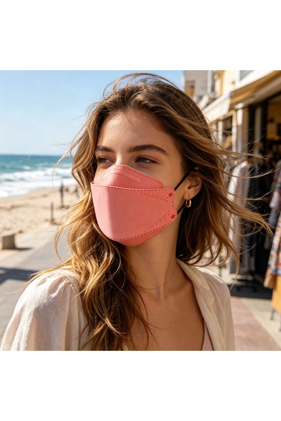 Disposable Face Masks Bulk, Disposable Masks for Adults, Breathable Face Mask, 10Pcs Pink Steel Print Kn95 Masks, High Filtration 3D Kf94 Style Structure, 8X3 Inch Proper Size,