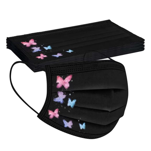 Disposable Face Masks with Butterfly Print, Adult Three-Layer Dust-Proof Masks, Fashionable and Unique Colorful Butterfly-Printed Breathable Masks,Pink7.09*3.54inch