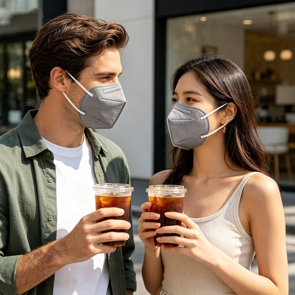 Disposable Face Masks,Cup Dust Mask with Adjustable Nosepiece for Comfortable Protection at Home, Office & Work Gray