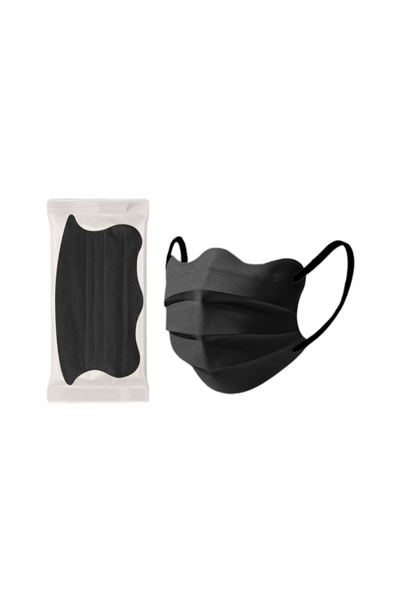 Disposable Face Masks Eye Corner Wrapping Design Individually Wrapped Breathable Non Woven Protective Masks for Daily Outdoor Work Travel Use Solid Black 20 Count Pack