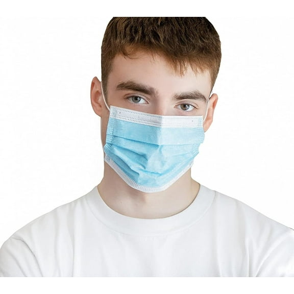 3-Ply Blue Earloop Face Masks, 50 Count