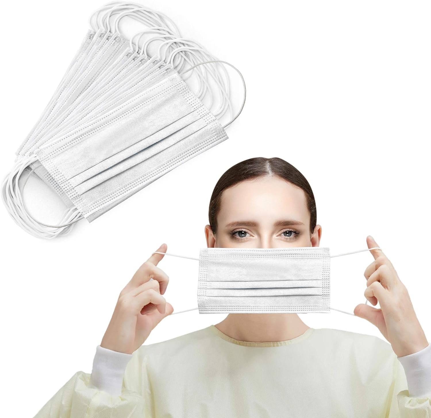 Disposable Face Protectors 2500 Pack. White Face Masks Protectors, 4