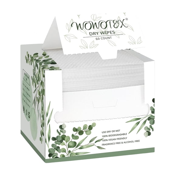 Disposable Face Towel Biodegradable Large Dry Face Wipes 60 Count/Box Extra Thick Soft Clean Facial Towels for Sensitive Skin, Makeup Removing, Facial Cleansing, Nursing, Travel, 10"12"