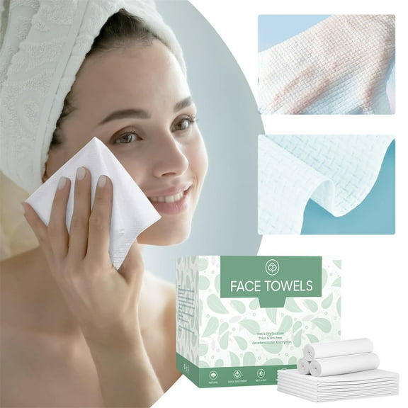 Disposable Face Towel Box, Cotton Soft Towel Box, 50Pc Polyester Towel Color:Green Material:Cotton