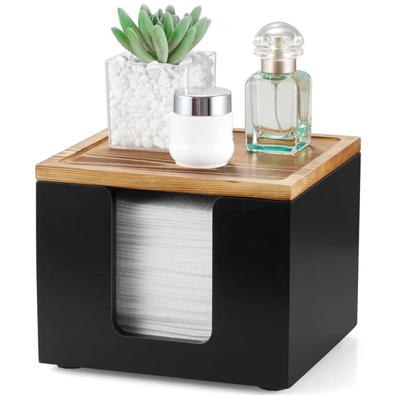 Disposable Face Towel Holder Box - Wood Facial Container - Towel Storage Makeup Organizer for Vanity, Bathroom Organization (Excluding Facial Towels)