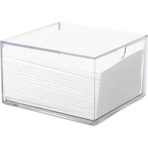 Disposable Face Towel Holder, Clear Storage Box with Drawer for Face XL Towels, Stackable Face Towel Box for Bathroom and Vanity(Clear)