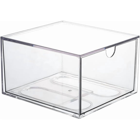 Disposable Face Towel Holder Face Cloth Storage Box Clear Acrylic Stackable Makeup Clean Skin Club Towels Organizer Container Bin with Drawer for Bathroom Coutertop Accessory 6.5 x 6 x 3.9