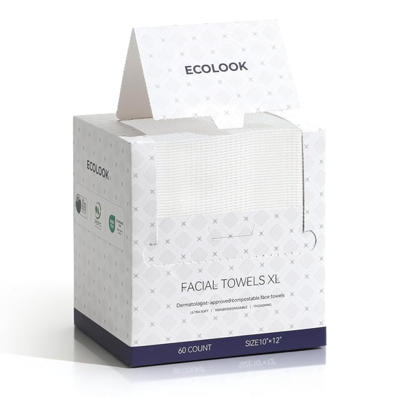 Disposable Face Towel XL-60 Count Upgraded Thick Facial Towels, Ultra Soft Clean Face Towels Disposable, 10"x12" & 90 GSM, Ideal for Sensitive Skin-1 PACK