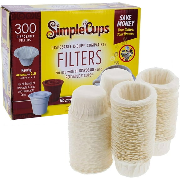 Disposable Filters Compatible with Keurig Brewers- 300 Replacement Single Serve Paper Filters Compatible with Regular and Reusable K Cups- Use Your Own Coffee