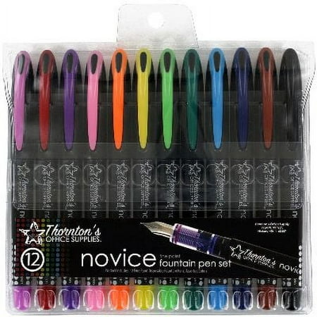 Thornton's Office Supplies Disposable Fountain Pens, Fine Point, 1.4 g, 12 Count