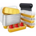 thumbnail image 1 of Disposable Foil Mini Pans with Lids 50 Pack, 6.8oz 6.5"x2.5"x1.2" Aluminum Small Loaf Pans,Rectangle Muffin Pan Mini Cake Tins Containers for Bread Loaf -Gold, 1 of 4