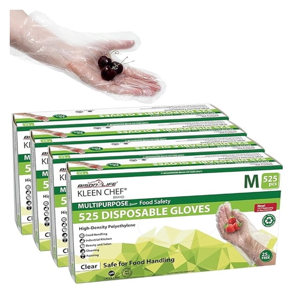 Disposable Food Handling Long Cuff Cleaning Gloves, One Size Fits Most, Small, Medium, Large, X-Large
